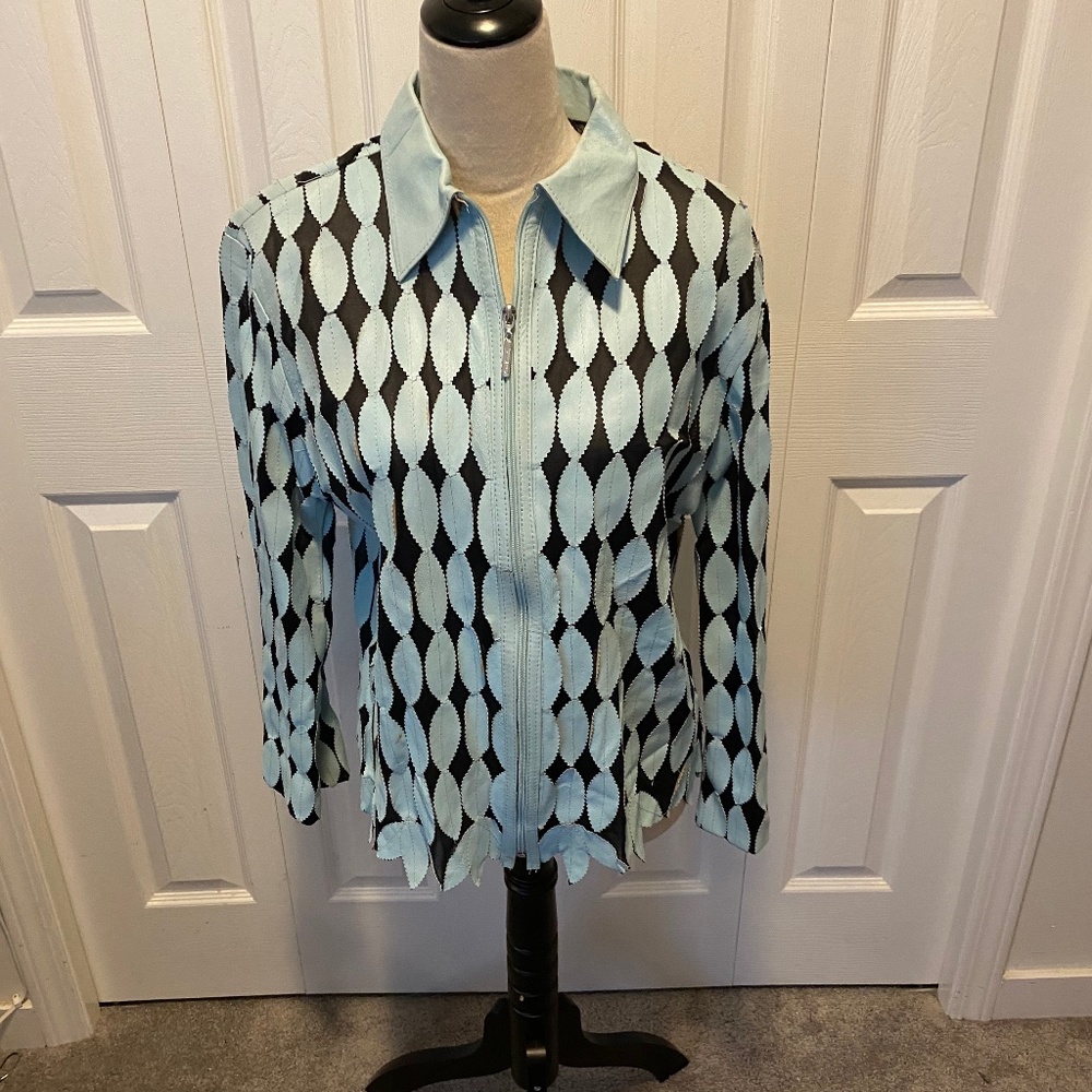 VINTAGE faux leather 1970s size L top